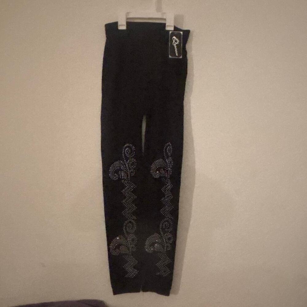 Black leggings with silver rhinestone